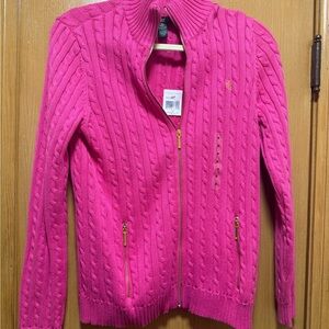 Lauren Ralph Lauren Pink Cable Knit Cardigan
